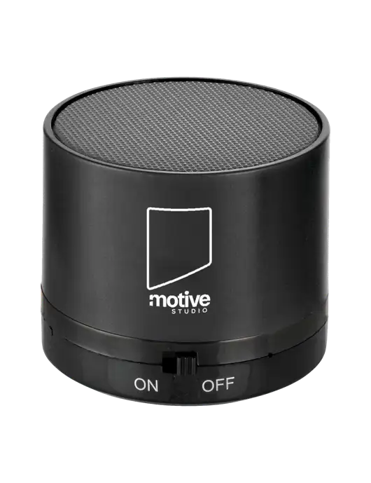 Black Cylinder Bluetooth Speaker w/Motive Studio Logo