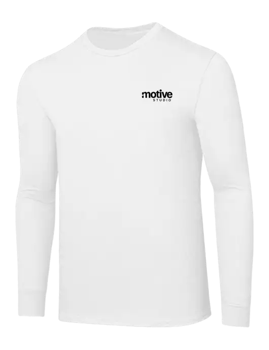 Core Blend White Long Sleeve Tee w/Motive Studio Logo