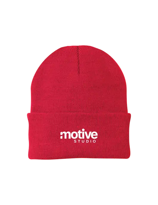 Red Knit Cap w/Motive Studio Logo