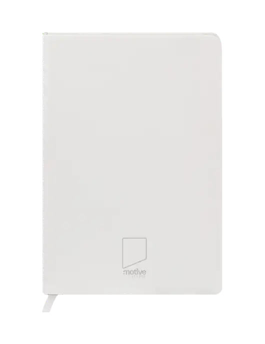 Fabrizio White Hard Cover 5.75 x 8.3  Journal w/Motive Studio Logo