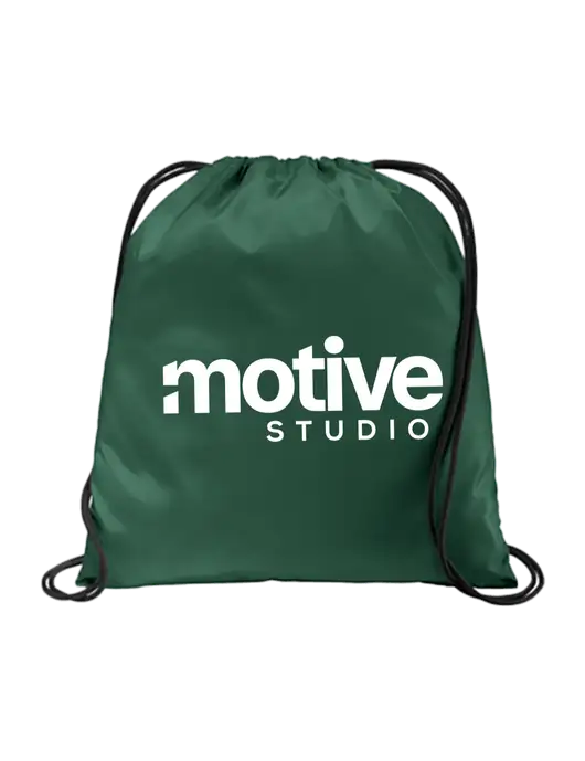 Drawstring Dark Green Cinch Pack w/Motive Studio Logo