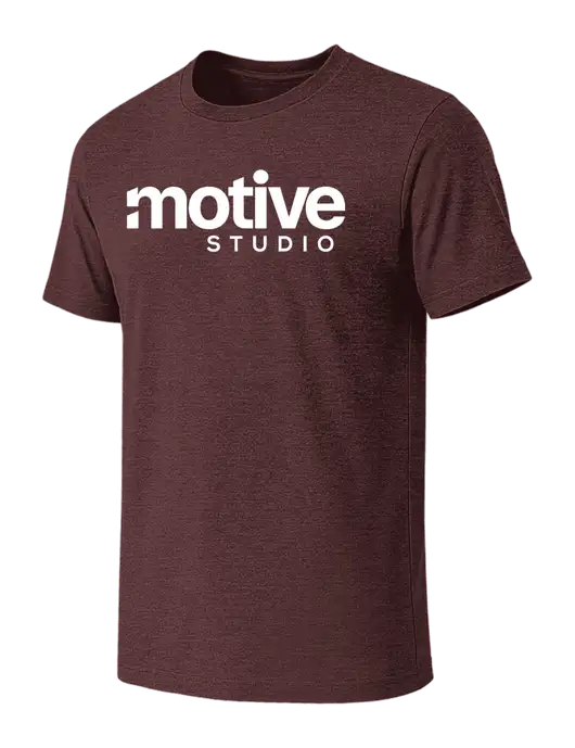 BELLA+CANVAS Heather Maroon CVC Short Sleeve Tee w/Motive Studio Logo