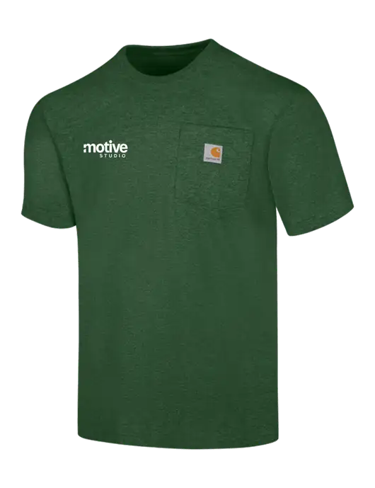 Carhartt Workwear Dark Green Heather Pocket Short Sleeve T-Shirt w/Motive Studio Logo