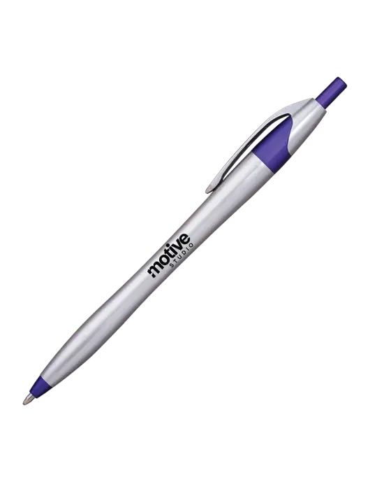 Novella Purple/Chrome Bright Pen - Blue Ink w/Motive Studio Logo