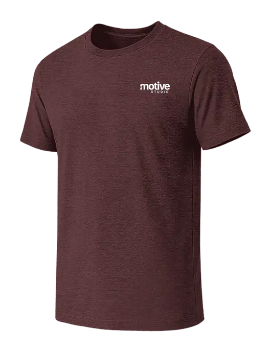BELLA+CANVAS Heather Maroon CVC Short Sleeve Tee w/Motive Studio Logo