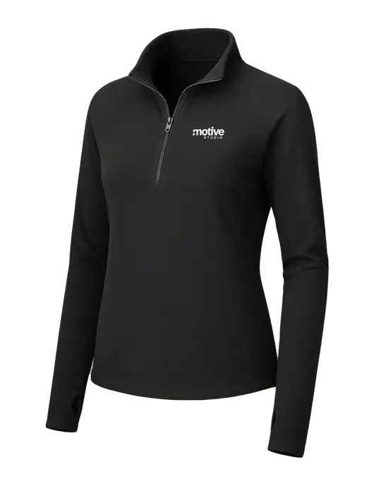 Womens Black Microfleece 1/2 Zip Pullover w/Motive Studio Logo