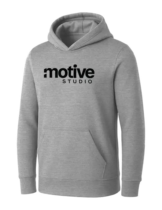 Womens Light Grey Heather Core Fleece Pullover Hooded Sweatshirt w/Motive Studio Logo