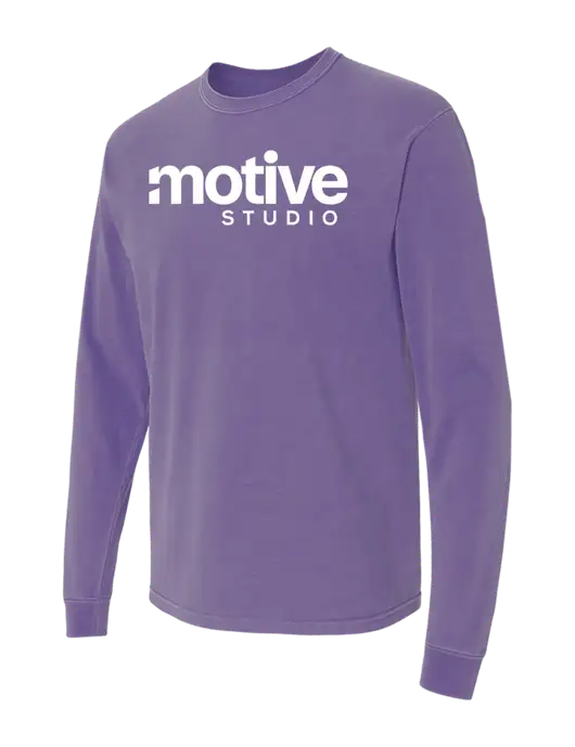 Comfort Colors Garment-Dyed Purple Heavyweight Long Sleeve T-Shirt w/Motive Studio Logo