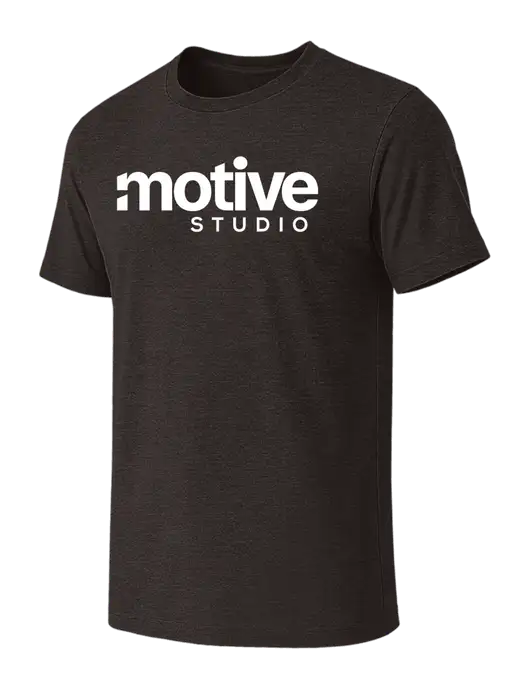 BELLA+CANVAS Dark Grey Heather CVC Short Sleeve Tee w/Motive Studio Logo