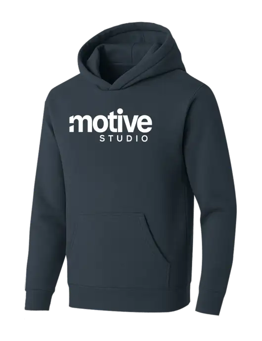 BELLA+CANVAS Dark Grey Sponge Fleece Pullover Hoodie w/Motive Studio Logo