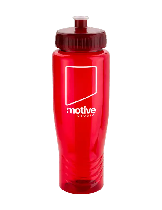 Roam Red 28 oz Eco-Polyclear Bottle with Push Pull Lid w/Motive Studio Logo