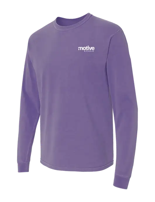 Comfort Colors Garment-Dyed Purple Heavyweight Long Sleeve T-Shirt w/Motive Studio Logo