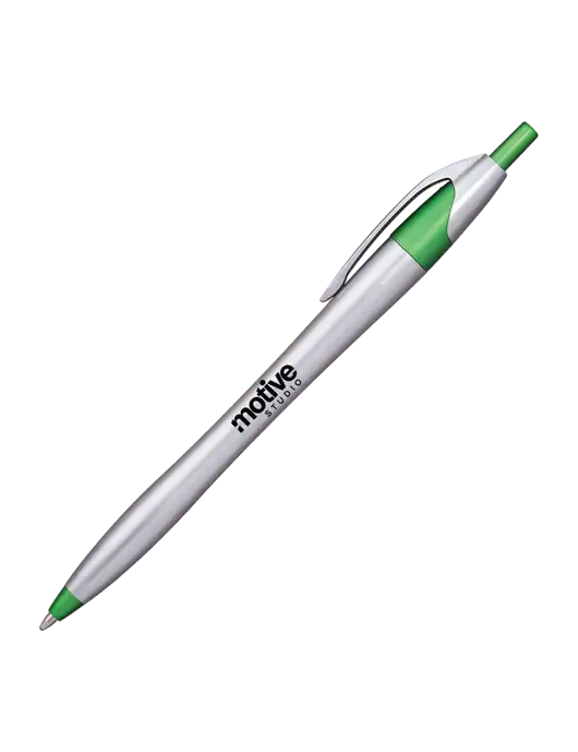 Novella Green/Chrome Bright Pen - Blue Ink w/Motive Studio Logo