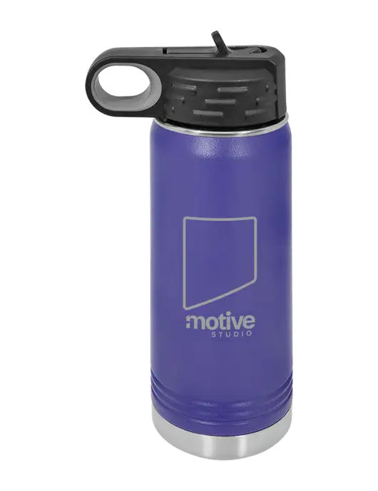 Polar Camel 20 oz Powder Coated Purple Vacuum Insulated Water Bottle w/Motive Studio Logo