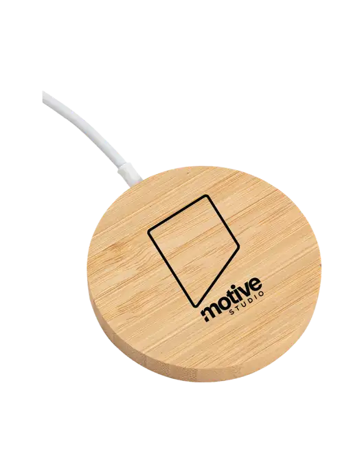 Bamboo Charging Pad w/Motive Studio Logo