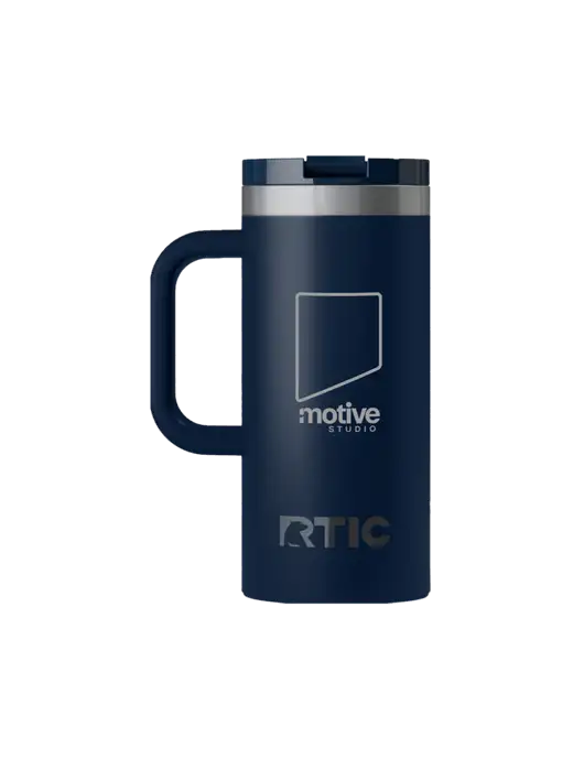 RTIC Road Trip 16 oz Navy Travel Mug w/Motive Studio Logo