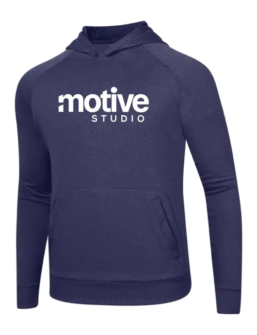 Tech True Navy Fleece Hooded Sweatshirt w/Motive Studio Logo