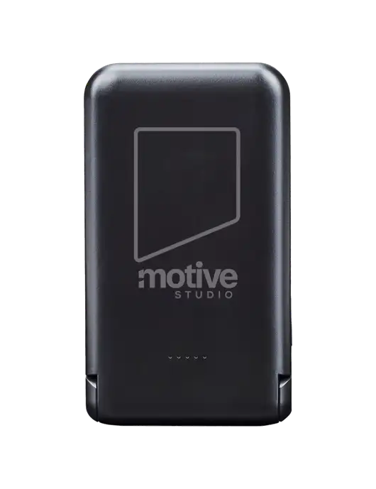 Black Glow Bank 10,000 mAh MagSafe With Folding Stand w/Motive Studio Logo