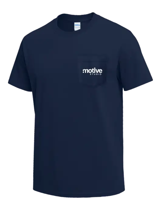 Navy Heavyweight 6.1 oz Pocket T-Shirt w/Motive Studio Logo