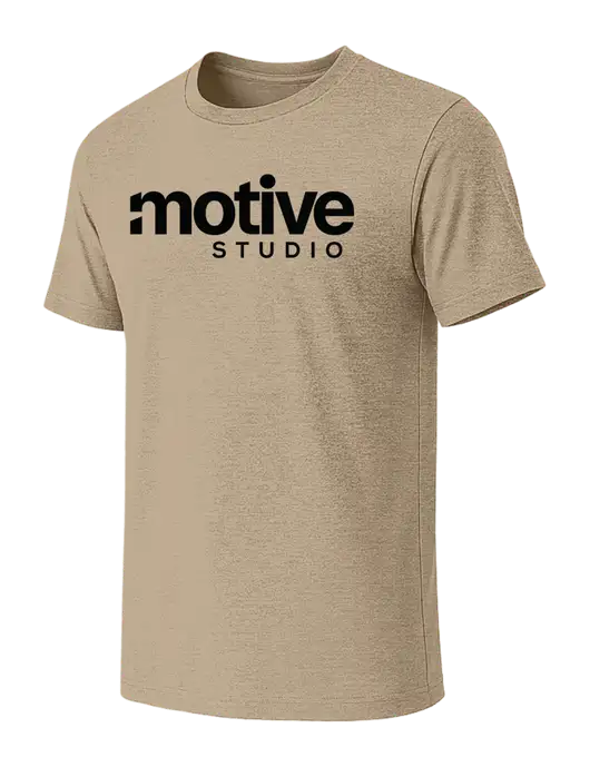 BELLA+CANVAS Heather Tan CVC Short Sleeve Tee w/Motive Studio Logo