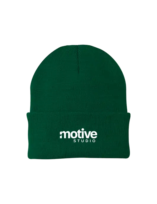 Dark Green Knit Cap w/Motive Studio Logo