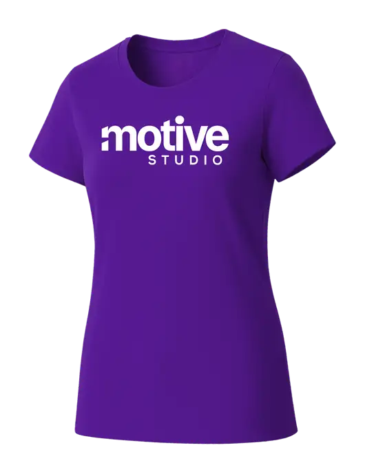 Womens Seriously Soft Purple T-Shirt w/Motive Studio Logo