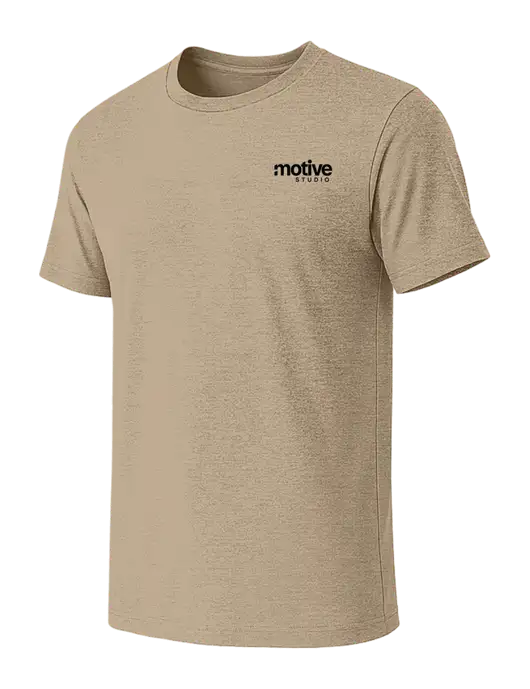 BELLA+CANVAS Heather Tan CVC Short Sleeve Tee w/Motive Studio Logo