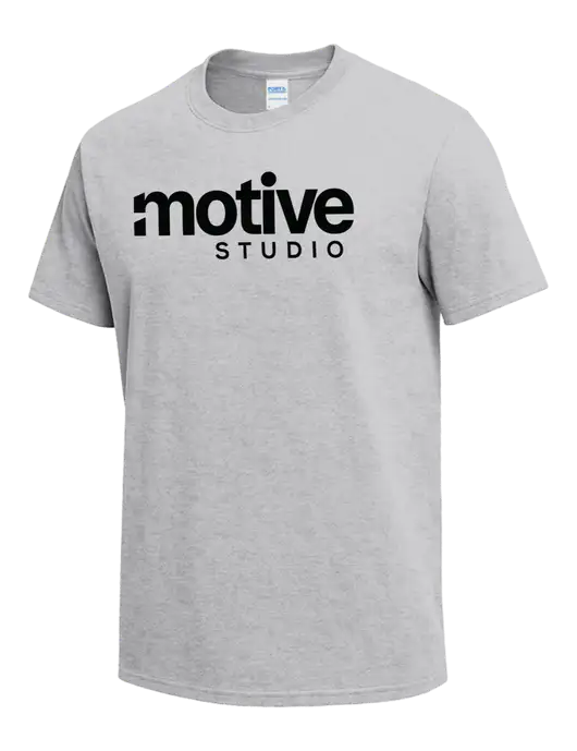 Light Grey Heather Heavyweight 6.1 oz T-Shirt w/Motive Studio Logo