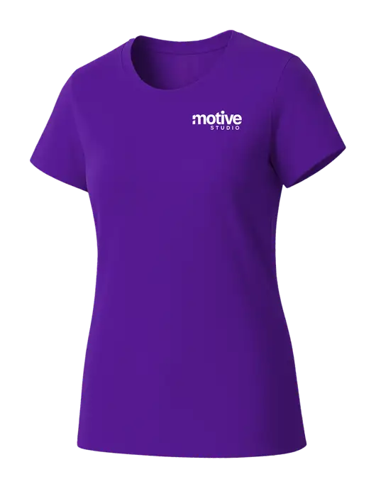 Womens Seriously Soft Purple T-Shirt w/Motive Studio Logo