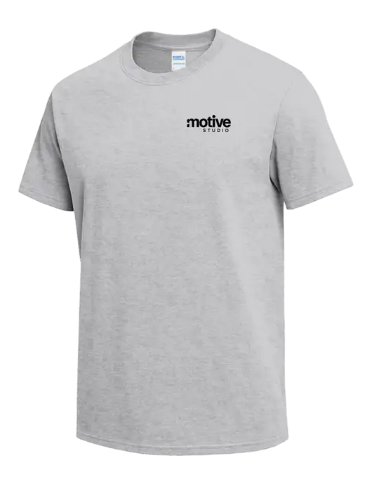 Light Grey Heather Heavyweight 6.1 oz T-Shirt w/Motive Studio Logo