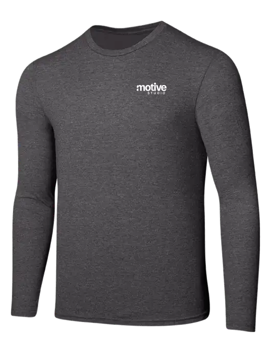 Seriously Soft Heathered Charcoal Long Sleeve T-Shirt w/Motive Studio Logo