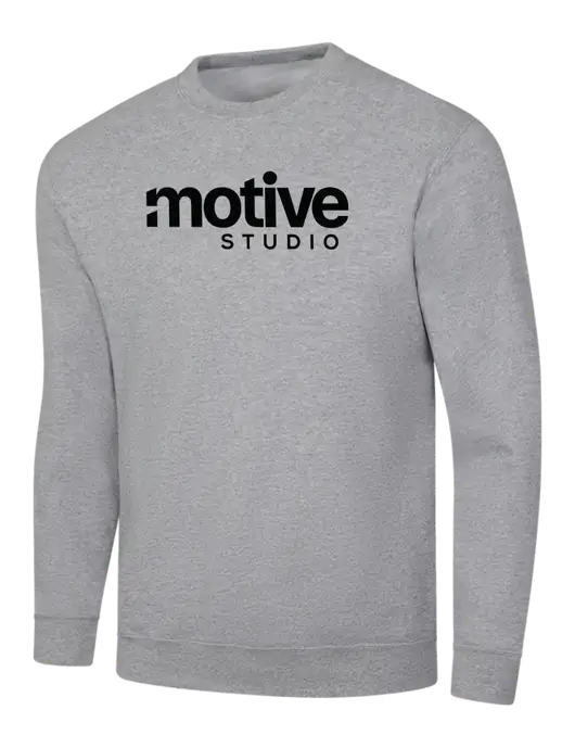 Light Grey Heather 7.8 oz Ring Spun Crew Sweatshirt w/Motive Studio Logo