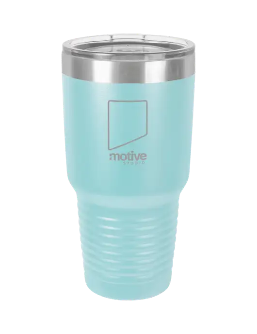 Polar Camel 30 oz Powder Coated Light Blue Vacuum Insulated Tumbler w/Motive Studio Logo