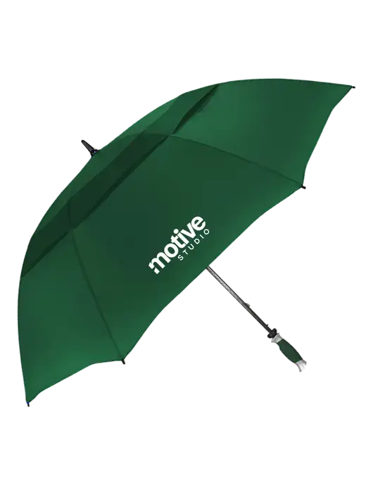 Dark Green Vented Typhoon Tamer Golf Umbrella w/Motive Studio Logo