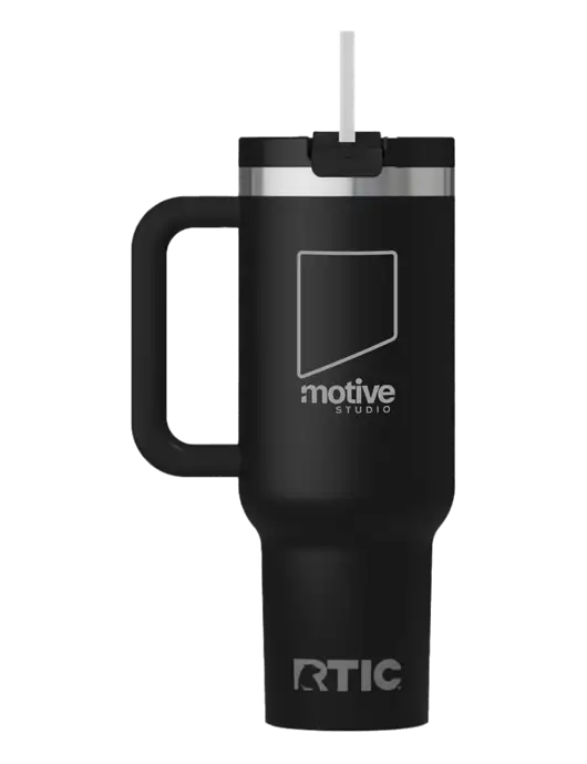 RTIC Road Trip 40 oz Black Tumbler  w/Motive Studio Logo