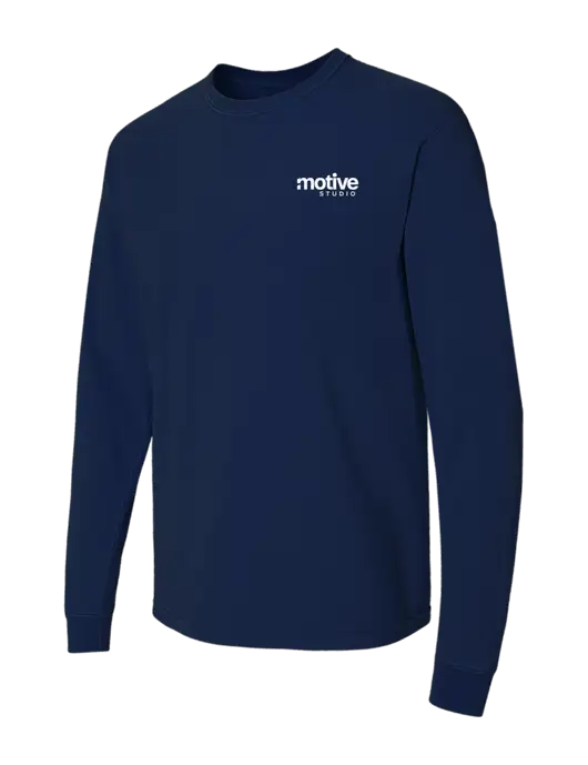 Comfort Colors Garment-Dyed Dark Navy Heavyweight Long Sleeve T-Shirt w/Motive Studio Logo