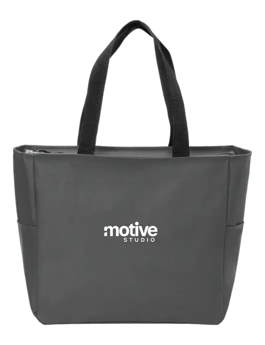 Everyday Charcoal Zip Tote Dark w/Motive Studio Logo
