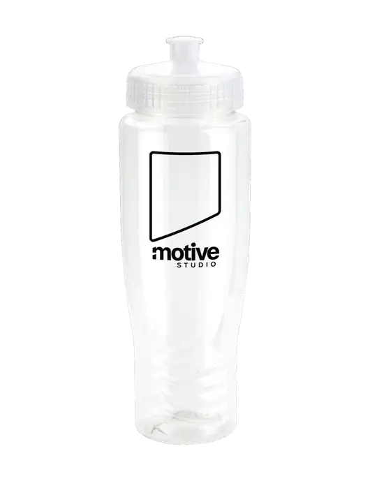Roam Clear 28 oz Eco-Polyclear Bottle with Push Pull Lid w/Motive Studio Logo