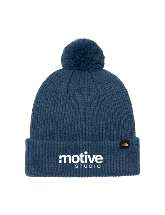 The North Face Light Navy Pom Beanie w/Motive Studio Logo