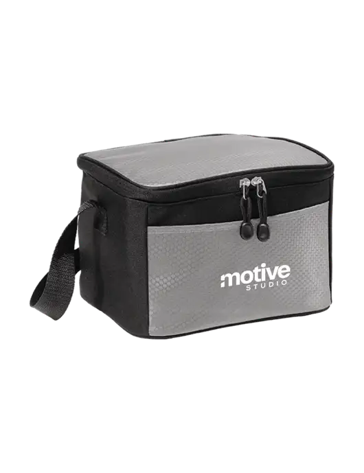 6 Can Grey/Black Cube Cooler w/Motive Studio Logo