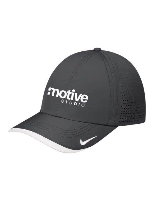 Nike Dark Grey/White Dri-FIT Perforated Performance Cap w/Motive Studio Logo