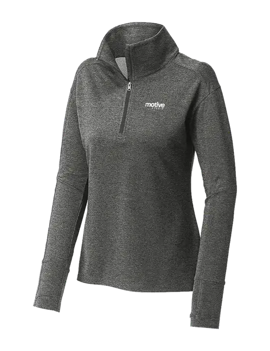 Womens Sport-Wick Flex Fleece Dark Grey Heather 1/4-Zip w/Motive Studio Logo