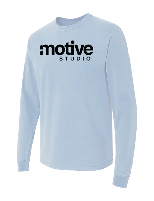 Comfort Colors Garment-Dyed Light Blue Heavyweight Long Sleeve T-Shirt w/Motive Studio Logo