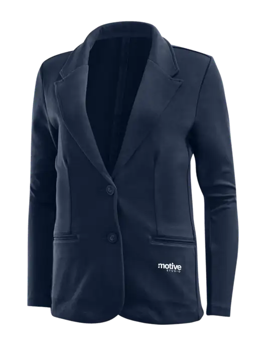 Deep Navy Womens Knit Blazer w/Motive Studio Logo