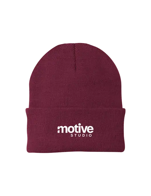 Maroon Knit Cap w/Motive Studio Logo