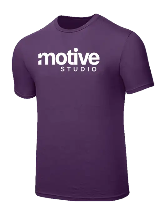 Seriously Soft Eggplant Purple T-Shirt w/Motive Studio Logo