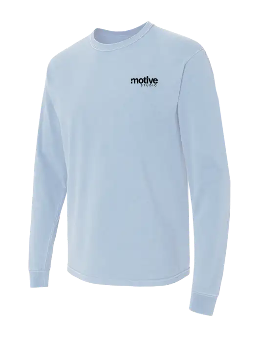 Comfort Colors Garment-Dyed Light Blue Heavyweight Long Sleeve T-Shirt w/Motive Studio Logo
