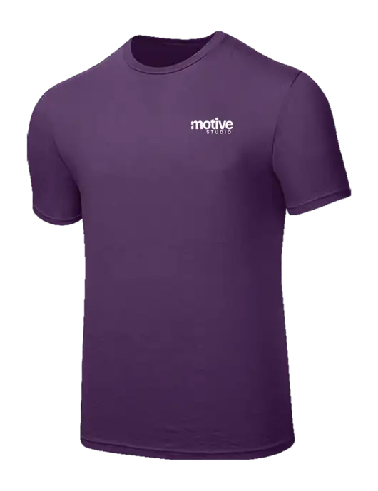 Seriously Soft Eggplant Purple T-Shirt w/Motive Studio Logo