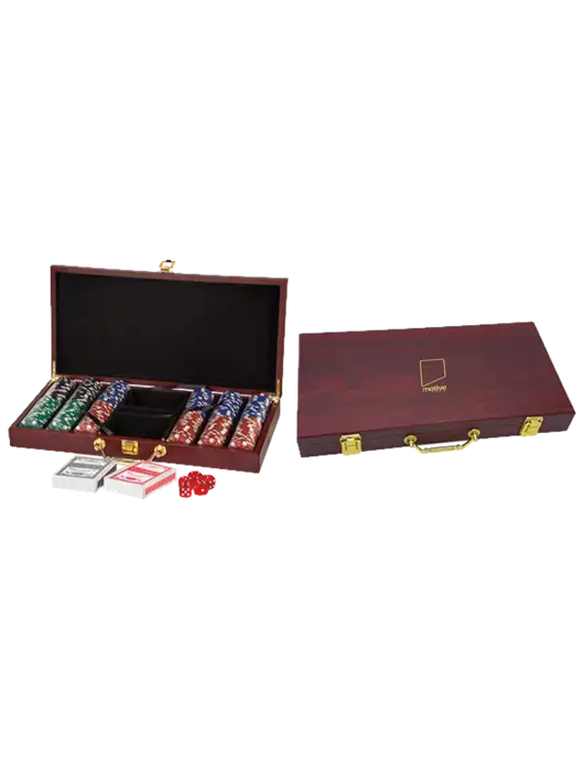Rosewood Poker Set, 300 Chips w/Motive Studio Logo