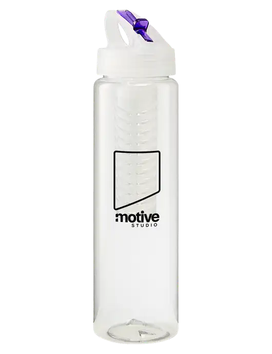 Buddy Infuser Purple 32 oz PET Bottle with Flip Lid w/Motive Studio Logo